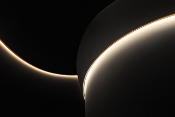 Poster - Soft curves illuminated in a dance of light and shadow within a modern architectural space at night. Generative AI
