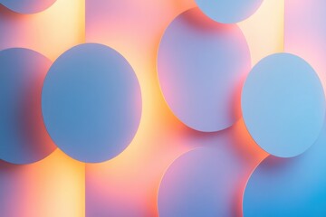 Poster - Elegant pastel circles create a captivating interplay of light and color on a soft background in contemporary design. Generative AI