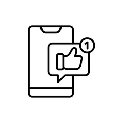 Poster - Social media phone notification outline icons, minimalist vector illustration ,simple transparent graphic element .Isolated on white background