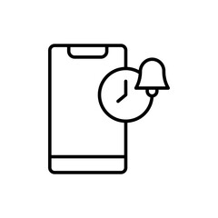 Poster - Alarm phone notification outline icons, minimalist vector illustration ,simple transparent graphic element .Isolated on white background