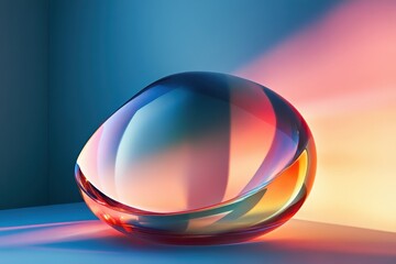 Poster - Colorful glass sculpture reflecting light, creating a mesmerizing display in a serene environment. Generative AI