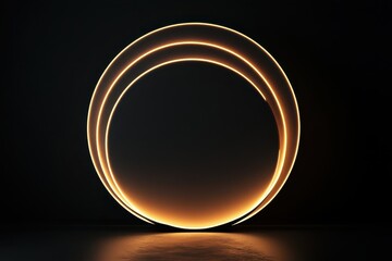 Poster - Illuminated circles creating a captivating light display in a darkened space during a contemporary art event. Generative AI