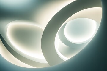 Poster - Illuminating abstract shapes create a captivating atmosphere in a modern interior during nighttime hours. Generative AI