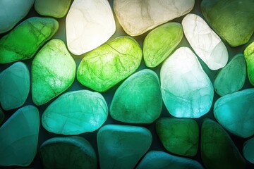 Poster - Colorful stones reflect natural hues, creating a serene atmosphere in a tranquil indoor setting. Generative AI
