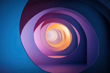 Poster - Swirling layers of color create a mesmerizing tunnel effect inviting viewers into a vibrant and abstract world of light. Generative AI