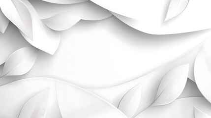Poster - White Abstract Leaf Pattern Background Design