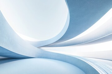 Poster - Flowing curves evoke tranquility in a modern architectural space filled with soft light and gentle shadows. Generative AI