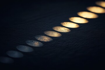 Poster - Subtle interplay of light and shadow showcases a mesmerizing series of shapes on a textured surface in the dim glow of evening. Generative AI