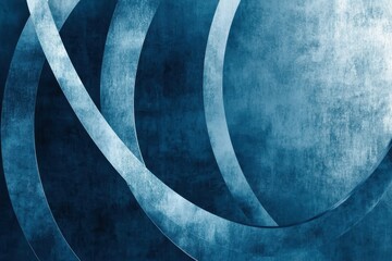 Poster - Intricate blue circles intertwining in a textured abstract design create a mesmerizing visual experience at twilight. Generative AI