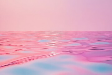 Poster - Serene waters reflect a pastel sky at twilight enchanting the horizon with soft hues of pink and blue. Generative AI