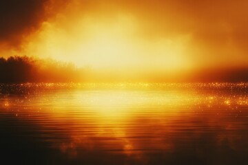 Poster - Radiant sunset over calm waters creates an enchanting atmosphere for reflection and tranquility. Generative AI