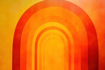 Poster - Elegant interplay of warm colors creates a mesmerizing abstract arch in a radiant glow reminiscent of a sunset. Generative AI