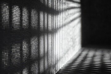 Poster - Shadows dance across a textured wall in a calm, quiet space during early morning light. Generative AI