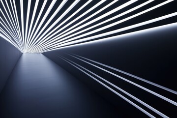 Poster - Dynamic interplay of light beams creating a mesmerizing geometric space in an artistic installation. Generative AI