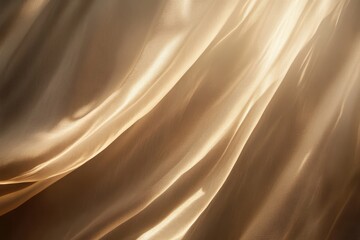 Poster - Gentle drapery of golden fabric illuminated by soft light dances in a serene embrace of elegance and warmth. Generative AI