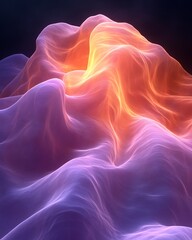 Wall Mural - Abstract glowing orange and purple waves.