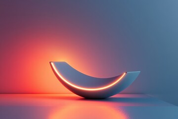 Poster - Modern minimalist lamp glowing softly in a serene artistic space at twilight. Generative AI