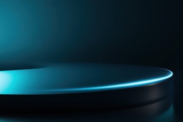 Poster - Illuminated curved surface glows softly in dark ambiance, creating a serene and modern atmosphere at night. Generative AI