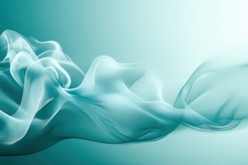 Poster - Ethereal wisps of translucent fabric dance gracefully in serene turquoise light, captivating the viewer's imagination. Generative AI