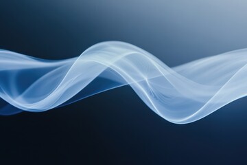 Poster - Elegantly flowing wisps of blue vapor dance against a dark backdrop in a serene and captivating display of motion and form. Generative AI
