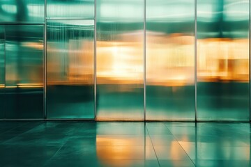 Poster - Reflections of urban life captured in vibrant hues and dynamic shapes at sunset. Generative AI