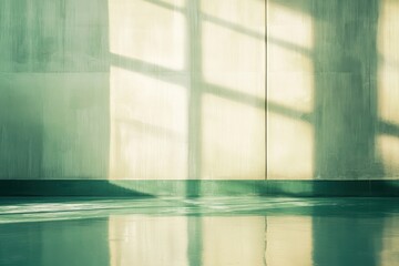 Poster - Whispers of light dance on a tranquil surface in a serene, minimalist space during the golden afternoon hours. Generative AI
