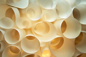 Poster - Delicate interplay of light and soft textures creates a harmonious display of circular forms in a serene indoor setting. Generative AI
