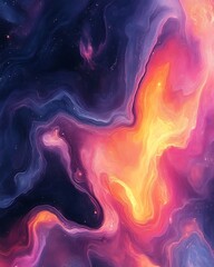 Wall Mural - abstract swirling vibrant cosmic nebula.