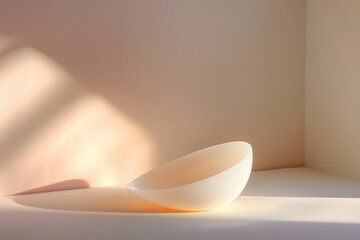 Poster - Serene curves create gentle shadows in a minimalist setting during golden hour light. Generative AI