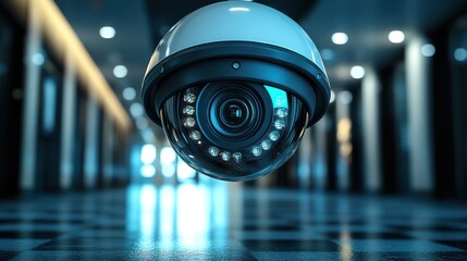 Poster - Surveillance camera monitoring modern hallway scene