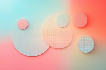 Poster - Abstract composition of soft pastel circles and textures blending soothing hues in an artistic display of color harmony. Generative AI