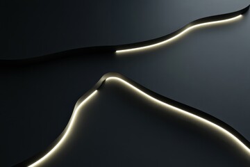 Poster - Illuminated lines create a mesmerizing dance of light and shadows on a sleek dark surface in an artistic display. Generative AI