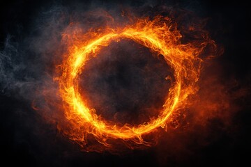 Poster - Mystical Swirling Smoke Ring Frame with text copy space in the middle on a black backdrop. Background of Mystical Foggy Halloween. Generative Ai