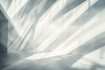 Poster - Stunning interplay of light and shadows in a minimalistic architectural space during the late afternoon. Generative AI