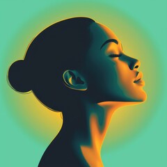Poster - Softly illuminated of a woman against a gradient background artistic portrait minimalist environment