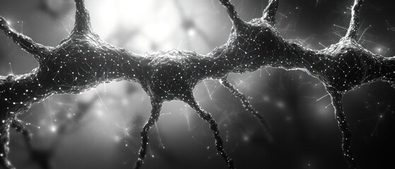Poster - Abstract representation of neural connections in grayscale