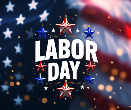 Labor Day banner, patriotic background