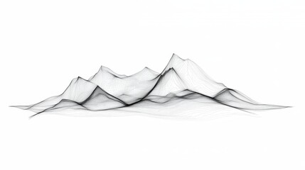 Wall Mural - abstract mountain range a minimalist black and white line art illustration on white background