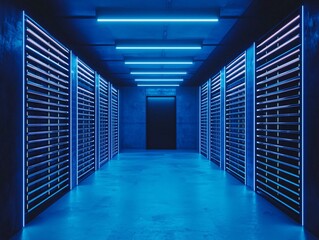 Poster - information records access, glowing futuristic keys, sleek door portals, sci-fi lighting effects, ul