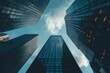 © SY - Low-angle view of several skyscrapers reaching the sky. Illustrates concepts of business, ambition, and urban development.