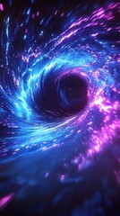 Poster - Abstract swirling vortex of blue and purple lights creating a cosmic or portal effect
