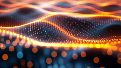 Poster - Abstract Glowing Particle Waves:Digital Art