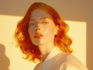 Poster - Radiant headshot of a model studio setting portrait soft illumination close-up view healthy skin concept