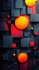 Canvas Print - striking geometric abstract digital artwork with vibrant colorful shapes and minimalist composition