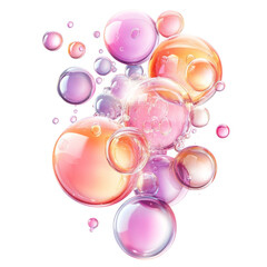 Poster - A cluster of vibrant pink, purple, and orange translucent bubbles floats against a black background creating an abstract visual effect.