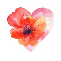 Poster - Pink paint splashing and forming a heart shape flower poppy, isolated on transparent background, ideal for valentine day projects isolated on a transparent background