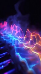 Poster - Abstract digital rendering of glowing energy waves on a black backdrop