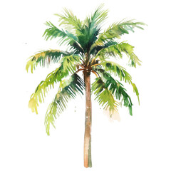 Poster - A vibrant watercolor painting depicts a single palm tree against a black background.  The image is lush and tropical.
