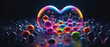 © Jiraporn - Vibrant and exquisite heart-shaped bubbles against a dark background.