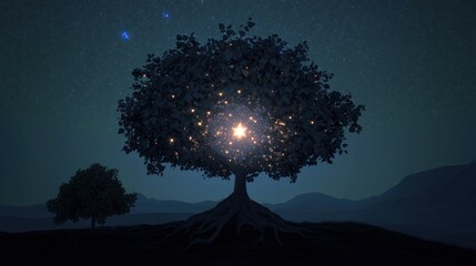 Wall Mural - a tree with a star in the middle of it